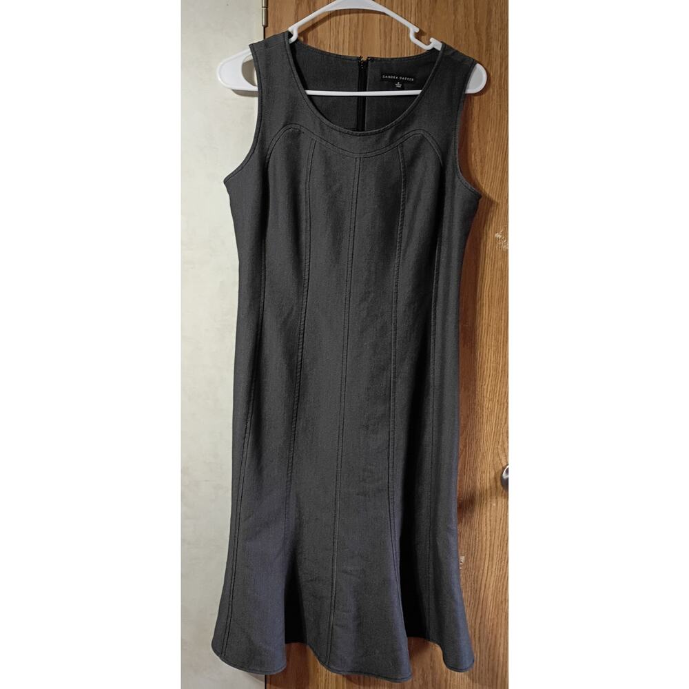 Charcoal Gray Stretch Sheath Dress Women 8 Minimalist Work Office Classic Look